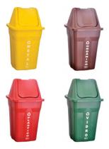 Conjunto 4un Lixeira Reciclável 60L Coleta Seletiva