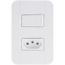 Conjunto 4x2 1 Interruptor Simples 10 A 250 V e 1 Tomada 2P+T 20 A 250 V Tramontina Tablet Branco