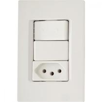 Conjunto 4x2 1 Interruptor Simples 10A 250V e 1 Tomada 2P+T 20 A 250 V Tramontina IzyFlat Branco