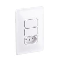Conjunto 4x2 2 Interruptor Simples e tomada 2P+T 10A Br ZEFFIA