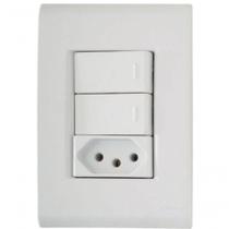 Conjunto 4x2 2 Interruptores Paralelos 10 A 250 V 1 Tomada 2p+t 10 A 250 V Tramontina Liz