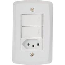 Conjunto 4x2 2 Interruptores Paralelos 10 A 250 V e 1 Tomada 2P+T 10 A 250 V Tramontina Lux2 Branco