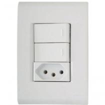 Conjunto 4x2 2 Interruptores Simples 10 A 250 V 1 Tomada 2p+t 10 A 250 V Tramontina Liz Conjunto 4x2 2 Interruptores Simples 10 A 250 V 1 Tomada 2p+t 10 A 250 V Tramontina Liz