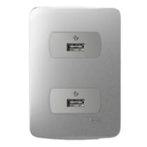 Conjunto 4X2 2 Tomadas USB S3B70812 Miluz Schneider Aluminio Conjunto 4X2 2 Tomadas USB S3B70812 Miluz Schneider Aluminio