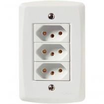 Conjunto 4x2 3 Tomadas 2p+t 10 A 250 V Tramontina Lux2 Branco Conjunto 4x2 3 Tomadas 2p+t 10 A 250 V Tramontina Lux2 Branco