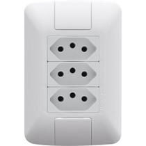 Conjunto 4x2 3 Tomadas 2P+T 10 A 250V Tramontina Aria Branco Conjunto 4x2 3 Tomadas 2P+T 10 A 250V Tramontina Aria Branco