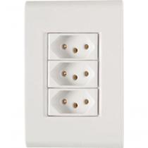 Conjunto 4x2 3 Tomadas 2p+t 20 A 250 V Tramontina Liz Branco