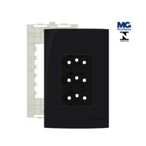 Conjunto 4x2 3 Tomadas Tripla 20a Margirius Preto