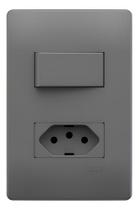 Conjunto 4x2 Cinza Com Interruptor Simples E Tomada 10a 250v 10 A 250v Cinza