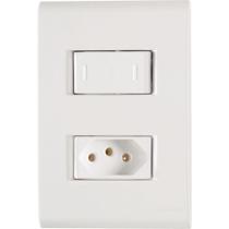 Conjunto 4x2 Com 1 Interruptor Paralelo 10 A 250 V E 1 Tomada 2p+t 10 A 250 V Liz Branco