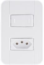 Conjunto 4x2 com 1 Interruptor Paralelo 10 A 250 V e 1 Tomada 2P+T 10 A 250 V Tramontina Tablet Bran