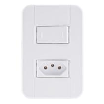 Conjunto 4x2 com 1 Interruptor Paralelo 10 A 250 V e 1 Tomada 2P+T 10 A 250 V Tramontina Tablet Branco