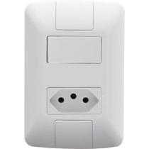 Conjunto 4x2 com 1 Interruptor Paralelo 6 A 250 V e 1 Tomada 2P+T 10 A 250 V Tramontina Aria Branco