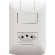 Conjunto 4x2 com 1 Interruptor Paralelo 6 A 250 V e 1 Tomada 2P+T 10 A 250 V Tramontina Aria Branco