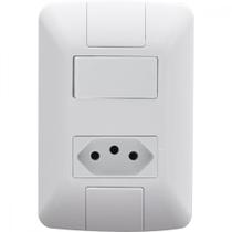 Conjunto 4x2 com 1 Interruptor Paralelo 6 A 250 V e 1 Tomada 2P+T 20 A 250 V Tramontina Aria Branco