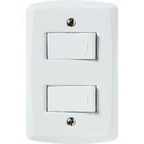 Conjunto 4x2 com 1 Interruptor Simples 10 A 250 V e 1 Interruptor Paralelo 10 A 250 V Tramontina Lux2 Branco