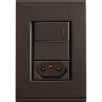 Conjunto 4x2 Com 1 Interruptor Simples 10 A 250 V E 1 Tomada 2p+t 10 A 250 V Liz Grafite Conjunto 4x2 Com 1 Interruptor Simples 10 A 250 V E 1 Tomada 2p+t 10 A 250 V Liz Grafite