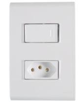 Conjunto 4x2 com 1 Interruptor Simples 10 A 250 V e 1 Tomada 2P+T 10 A 250 V Tramontina Liz BR