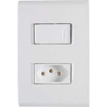 Conjunto 4x2 com 1 Interruptor Simples 10 A 250 V e 1 Tomada 2P T 10 A 250 V Tramontina Liz Branco 120 unidades