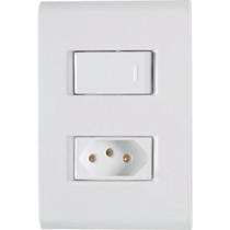 Conjunto 4x2 Com 1 Interruptor Simples 10 A 250 V E 1 Tomada 2p+T 10 A 250 V Tramontina Liz Branco