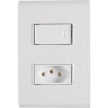 Conjunto 4x2 com 1 Interruptor Simples 10 A 250 V e 1 Tomada 2P+T 10 A 250 V Tramontina Liz Branco