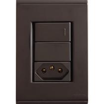 Conjunto 4x2 com 1 Interruptor Simples 10 a 250 V e 1 Tomada 2p+t 10 a 250 V Tramontina Liz Grafite Tramontina Conjunto 4x2 com 1 Interruptor Simples 10 a 250 V e 1 Tomada 2p+t 10 a 250 V Tramontina Liz Grafite Tramontina