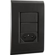 Conjunto 4x2 com 1 Interruptor Simples 10 A 250 V e 1 Tomada 2P T 10 A 250 V Tramontina Liz Grafite