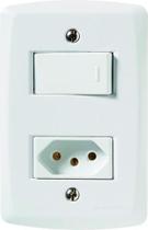 Conjunto 4x2 com 1 Interruptor Simples 10 A 250 V e 1 Tomada 2P+T 10 A 250 V Tramontina Lux2 Branco
