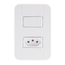 Conjunto 4x2 com 1 Interruptor Simples 10 A 250 V e 1 Tomada 2P+T 10 A 250 V Tramontina Tablet Bran