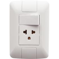 Conjunto 4x2 com 1 Interruptor Simples 10 A 250 V e 1 Tomada 2P+T 15 A - 16 A 250 V Tramontina Aria