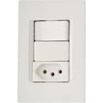 Conjunto 4x2 com 1 Interruptor Simples 10 A 250 V e 1 Tomada 2P+T 20 A 250 V Tramontina IzyFlat Branco