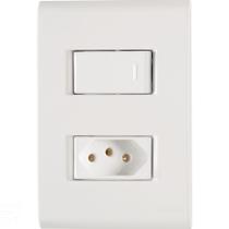 Conjunto 4x2 com 1 Interruptor Simples 10 A 250 V e 1 Tomada 2P+T 20 A 250 V Tramontina Liz Branco
