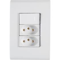 Conjunto 4x2 com 1 Interruptor Simples 10 A 250 V e 2 Tomadas 2P+T 10 A 250 V Tramontina Liz Branco