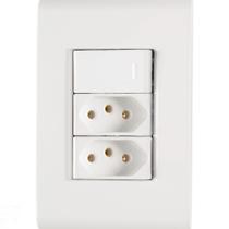 Conjunto 4x2 com 1 Interruptor Simples 10 A 250 V e 2 Tomadas 2P+T 10 A 250 V Tramontina Liz Branco