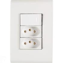 Conjunto 4x2 Com 1 Interruptor Simples 10 A 250 V E 2 Tomadas 2p+t 20 A 250 V Liz Branco