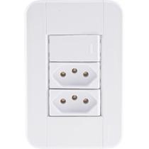 Conjunto 4x2 Com 1 Interruptor Simples 10 A 250 V E 2 Tomadas 2p+t 20 A 250 V Tablet Bran