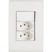 Conjunto 4x2 com 1 Interruptor Simples 10 A 250 V e 2 Tomadas 2P+T 20 A 250 V Tramontina Liz Branco Conjunto 4x2 com 1 Interruptor Simples 10 A 250 V e 2 Tomadas 2P+T 20 A 250 V Tramontina Liz Branco