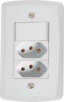 Conjunto 4x2 com 1 Interruptor Simples 10 A 250 V e 2 Tomadas 2P+T 20 A 250 V Tramontina Lux2 Branco