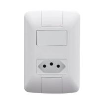 Conjunto 4x2 com 1 Interruptor Simples 6 a 250 V e 1 Tomada 2p+t 10 a 250 V Tramontina Aria Branco