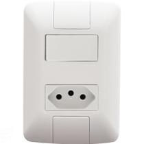 Conjunto 4x2 com 1 Interruptor Simples 6 A 250 V e 1 Tomada 2P+T 20 A 250 V Tramontina Aria Branco