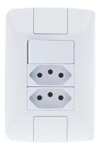 Conjunto 4x2 com 1 Interruptor Simples 6 A 250 V e 2 Tomadas 2P+T 10 A 250 V Tramontina Aria em Branco