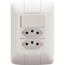 Conjunto 4x2 Com 1 Interruptor Simples 6 A 250 V E 2 Tomadas 2p+t 20 A 250 V Aria Branco