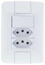 Conjunto 4x2 com 1 Interruptor Simples 6 A 250 V e 2 Tomadas 2P+T 20 A 250 V Tramontina Aria Branco