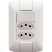 Conjunto 4x2 com 1 Interruptor Simples 6 A 250 V e 2 Tomadas 2P+T 20 A 250 V Tramontina Aria Branco