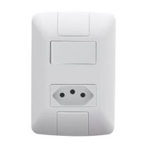 Conjunto 4x2 Com 1 Interruptor Simples 6A 250V e 1 Tomada 20A 2P+T 250V Branco 57241044 Aria Tramontina