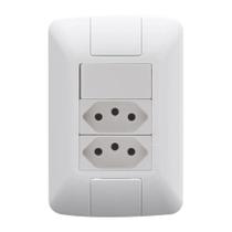 Conjunto 4x2 Com 1 Interruptor Simples 6A 250V e 2 Tomada 20A 2P+T 250V Branco 57241086 Aria Tramontina Conjunto 4x2 Com 1 Interruptor Simples 6A 250V e 2 Tomada 20A 2P+T 250V Branco 57241086 Aria Tramontina
