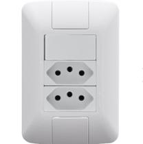 Conjunto 4x2 com 1 Interruptor Simples 6A 250V e 2 Tomadas 2P+T 10 A 250V Aria Branco Tramontina