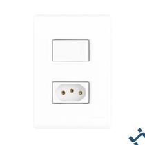 Conjunto 4x2 com 1 Interruptor Simples e 1 Tomada 2P+T 20 A 250 V Tramontina Liz Branco Cor:Branco Conjunto 4x2 com 1 Interruptor Simples e 1 Tomada 2P+T 20 A 250 V Tramontina Liz Branco Cor:Branco