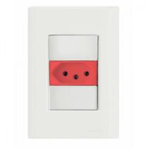 Conjunto 4x2 com 1 Tomada 2P+T 20 A 250 V Tramontina Giz Vermelho e Branco