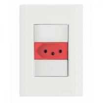 Conjunto 4x2 com 1 Tomada 2P+T 20 A 250 V Tramontina Giz Vermelho e Branco